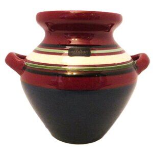 (5")Nittsjo Scandinavian navy reddish lime Art pottery small flower pot vase Swe
